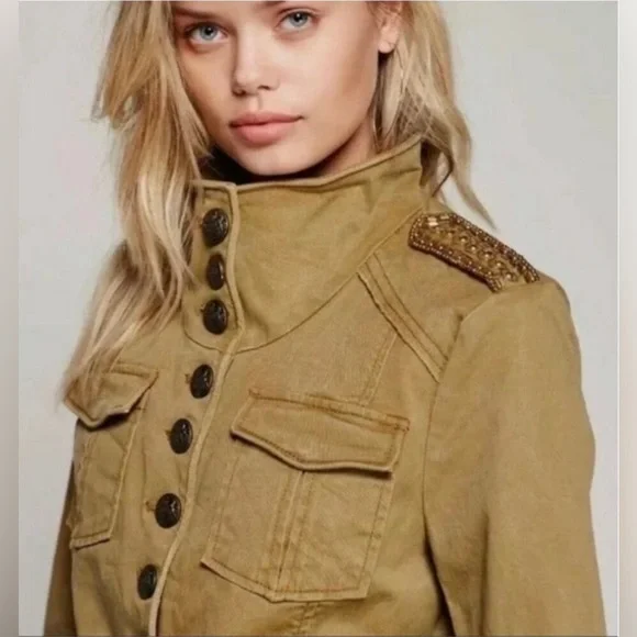 Free People Shrunken Military Jacket - Picture 2 of 11